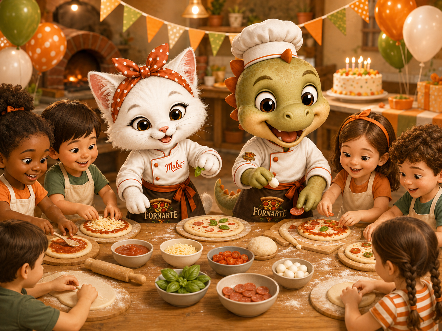 Crianças em uma experiência Fornarte Kids